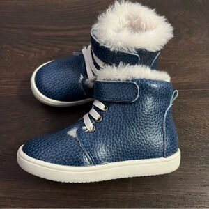 Monkey feet baby toddler lined boots - blue and white 18-24 months size 6